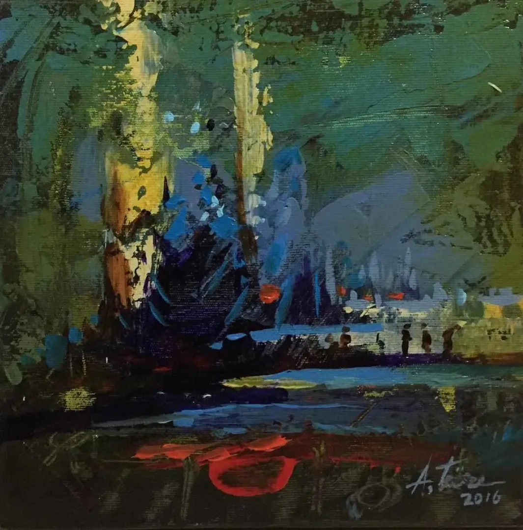 AHMET TÜRE — “Yağmur”, 2016 "Yağmur" eseri AHMET TÜRE tarafından 2016 yılında 25x25 cm ölçülerinde Tuval üzeri yağlı boya tekniği ile yapılmıştır.