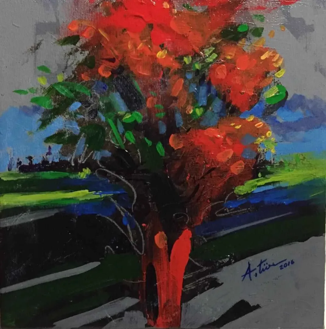 AHMET TÜRE — “Aşiyan”, 2016 "Aşiyan" eseri AHMET TÜRE tarafından 2016 yılında 25x25 cm ölçülerinde Tuval üzeri yağlı boya tekniği ile yapılmıştır.
