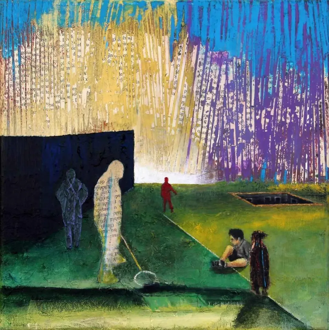 BEŞİR BAYAR — “Yeniler”, 2016 "Yeniler" eseri BEŞİR BAYAR tarafından 2016 yılında 25x25 cm ölçülerinde Tuval üzeri karışık teknik tekniği ile yapılmıştır.