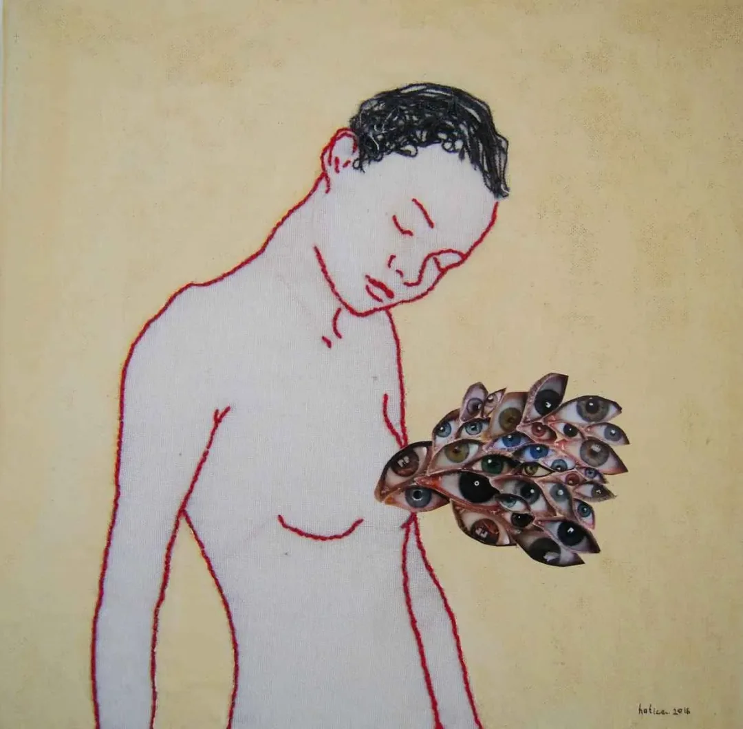 HATİCE DOĞAN — “isimsiz”, 2016 "isimsiz" eseri HATİCE DOĞAN tarafından 2016 yılında 25x25 cm ölçülerinde Tuval üzeri karışık teknik tekniği ile yapılmıştır.
