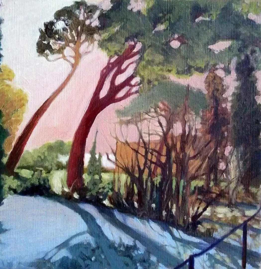 HATİTZE ACHMET — “bridge and white trees”, 2016 "bridge and white trees" eseri HATİTZE ACHMET tarafından 2016 yılında 25x25 cm ölçülerinde Tuval üzeri yağlı boya tekniği ile yapılmıştır.