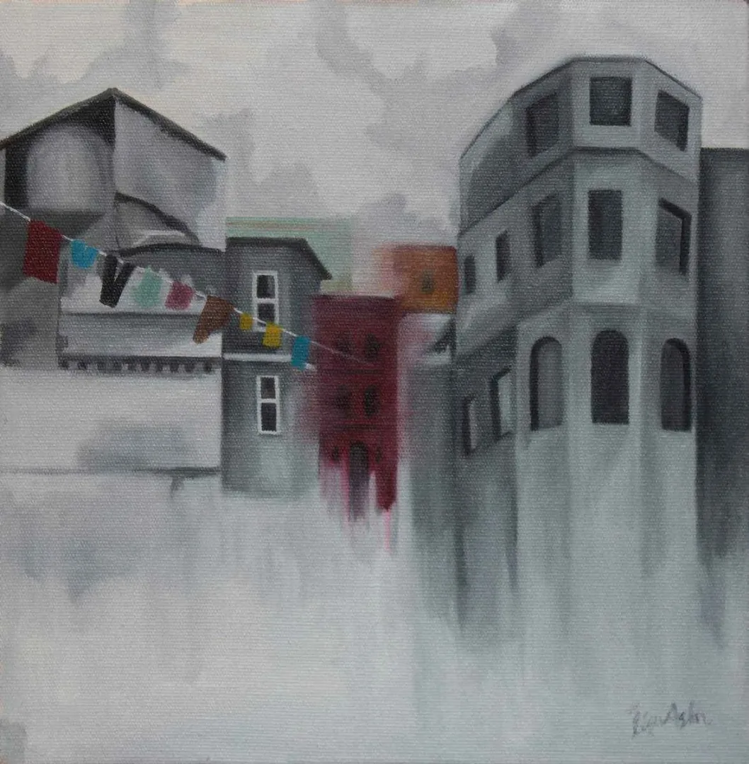 İLSU ASLAN — “Beyaz Kent”, 2016 "Beyaz Kent" eseri İLSU ASLAN tarafından 2016 yılında 25x25 cm ölçülerinde Tuval üzeri yağlı boya tekniği ile yapılmıştır.