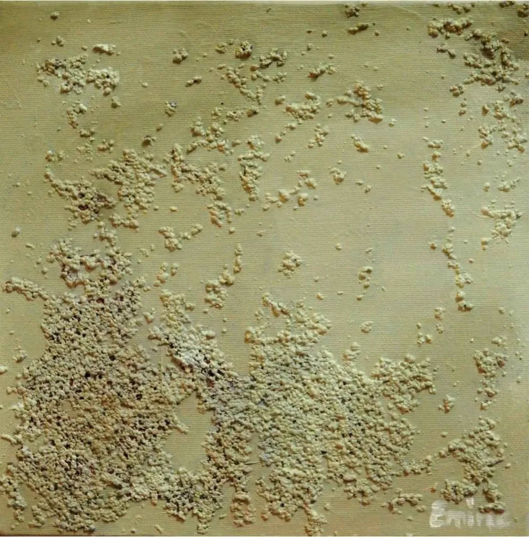 EMİNE GÜNDÜZ — “Paslanmış Ruhlara Hitap”, 2016 "Paslanmış Ruhlara Hitap" eseri EMİNE GÜNDÜZ tarafından 2016 yılında 25x25 cm ölçülerinde Tuval üzeri karışık teknik tekniği ile yapılmıştır.
