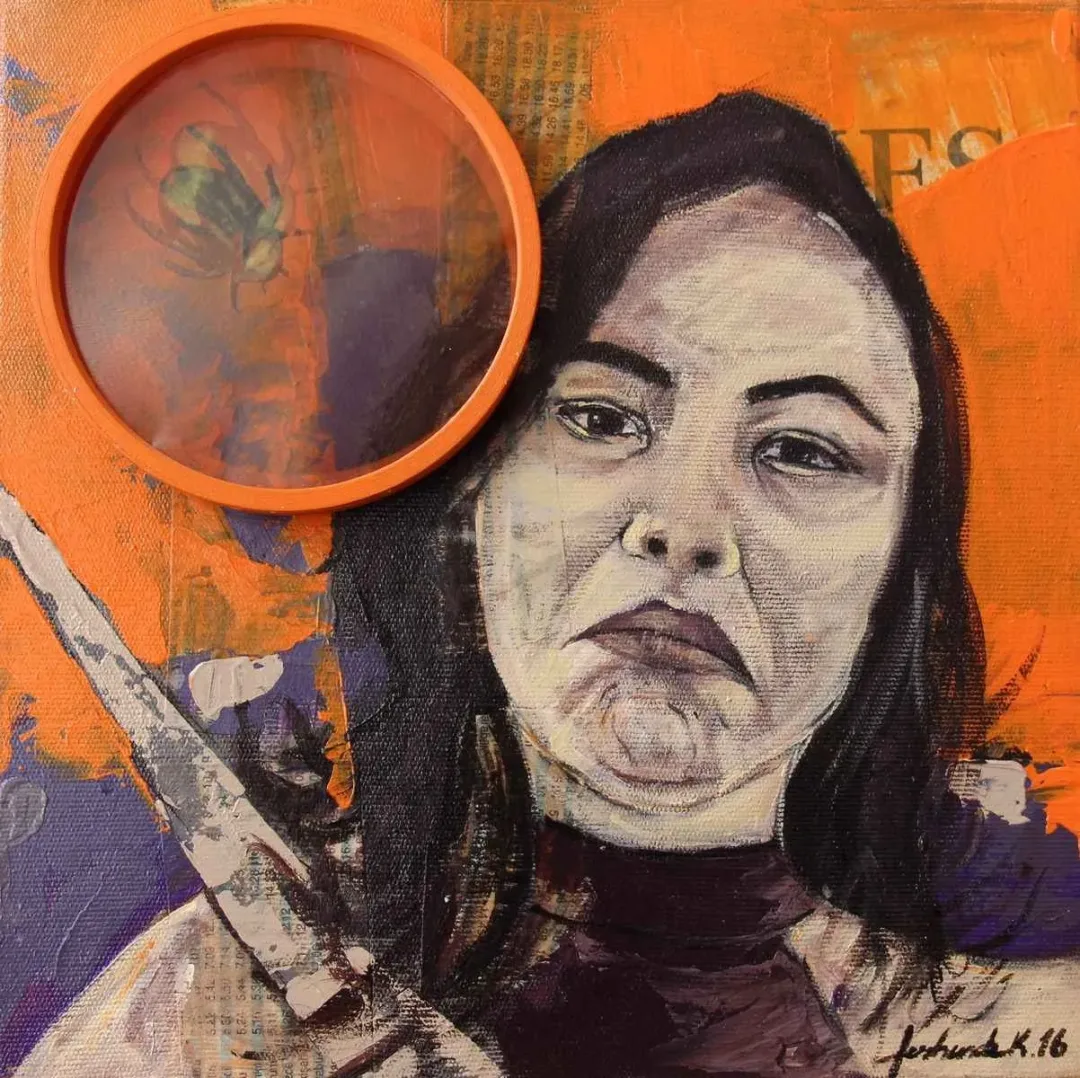 FERHUNDE K. ÖNER — “Profiles”, 2016 "Profiles" eseri FERHUNDE K. ÖNER tarafından 2016 yılında 25x25 cm ölçülerinde Tuval üzeri karışık teknik tekniği ile yapılmıştır.