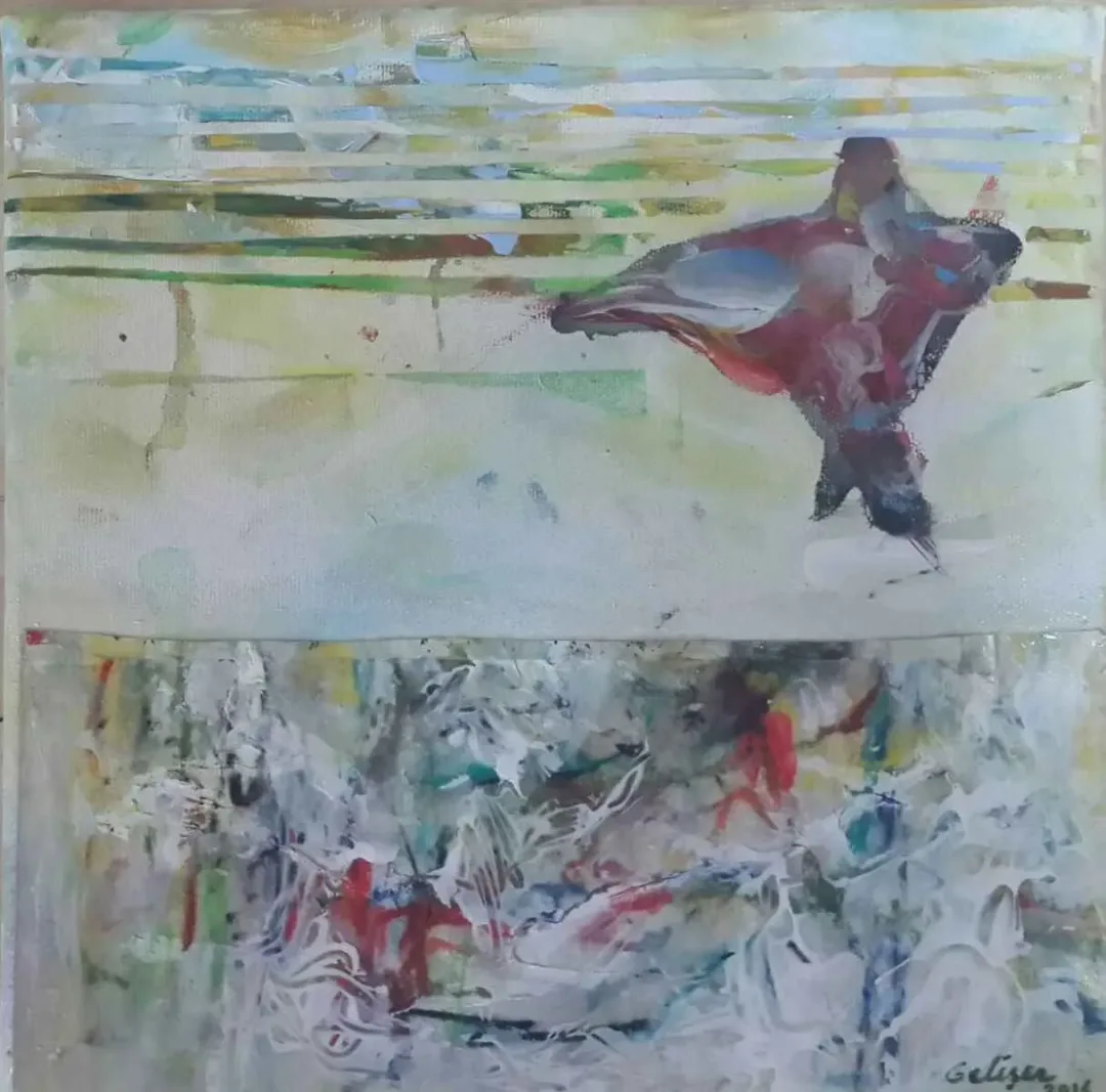 KORAY GELİŞEN — “isimsiz”, 2016 "isimsiz" eseri KORAY GELİŞEN tarafından 2016 yılında 25x25 cm ölçülerinde Tuval üzeri akrilik boya tekniği ile yapılmıştır.