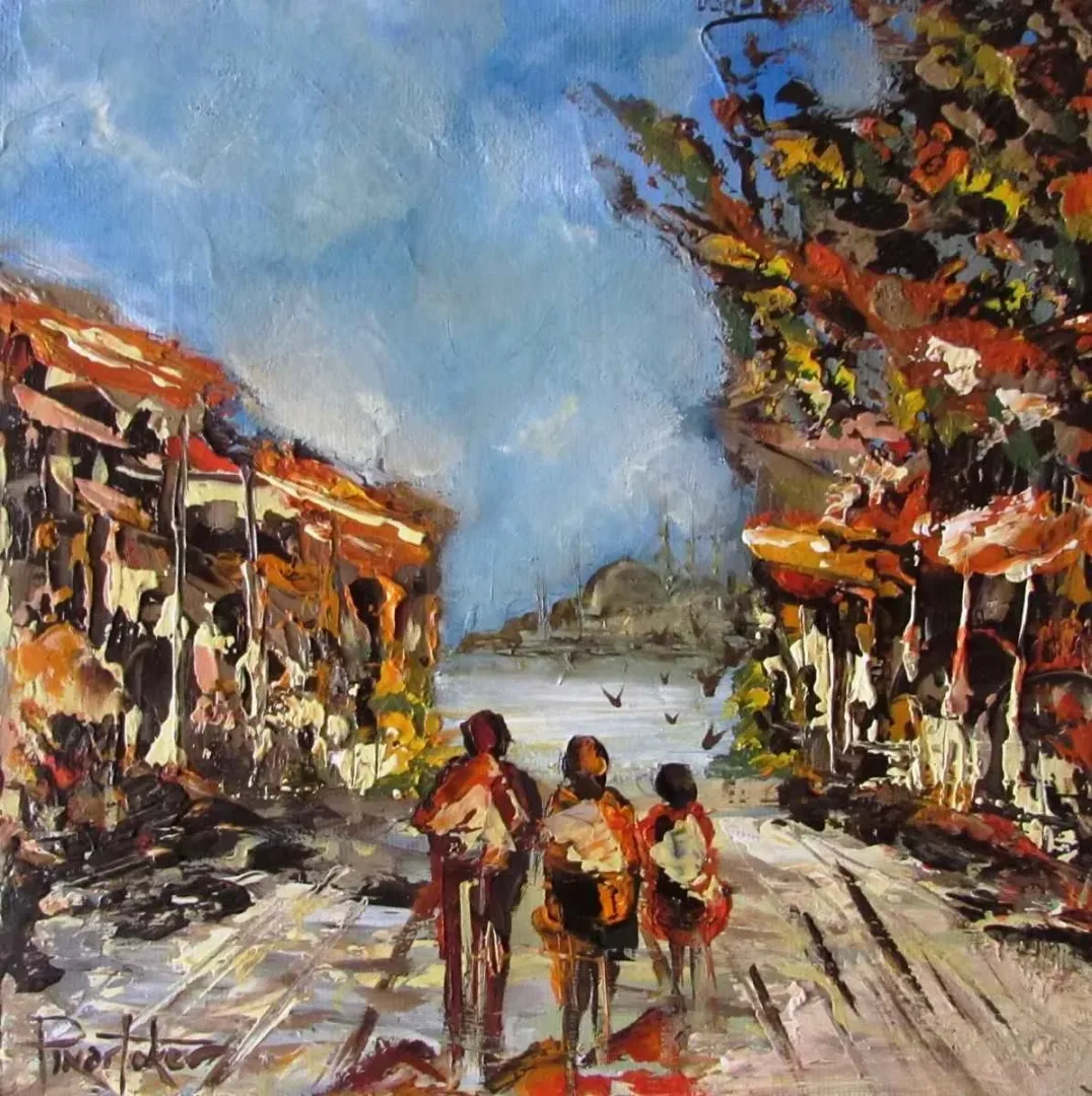 PINAR TOKER — “Sokak”, 2016 "Sokak" eseri PINAR TOKER tarafından 2016 yılında 25x25 cm ölçülerinde Tuval üzeri yağlı boya tekniği ile yapılmıştır.