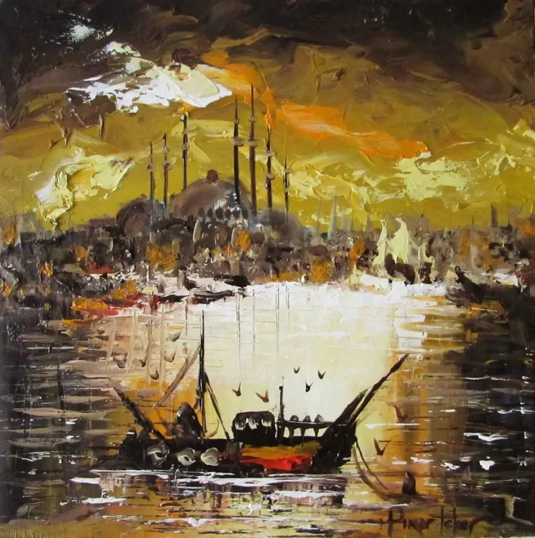 PINAR TOKER — “Sultanahmet Camii”, 2016 "Sultanahmet Camii" eseri PINAR TOKER tarafından 2016 yılında 25x25 cm ölçülerinde Tuval üzeri yağlı boya tekniği ile yapılmıştır.