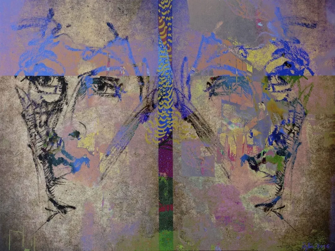 NECMETTİN ÖZLÜ — “İkiz Portre”, 2016 "İkiz Portre" eseri NECMETTİN ÖZLÜ tarafından 2016 yılında 90x120 cm ölçülerinde Tuval üzeri karışık teknik tekniği ile yapılmıştır.