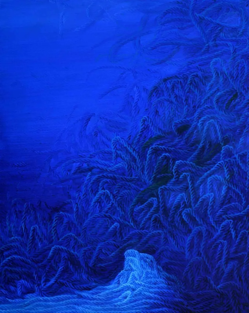 AHMET YEŞİL — “Mavi Üzerine Notlar” "Mavi Üzerine Notlar" eseri AHMET YEŞİL tarafından 100x80 cm ölçülerinde Tuval üzeri yağlı boya tekniği ile yapılmıştır.