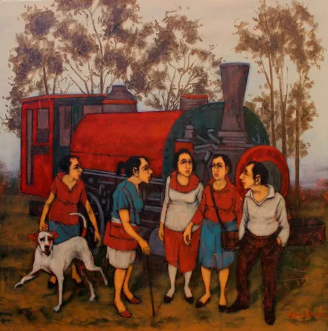 "Açık alan" eseri ORHAN UMUT tarafından 2017 yılında 70x70 cm ölçülerinde Tuvale üzeri akrilik boya boya tekniği ile yapılmıştır.