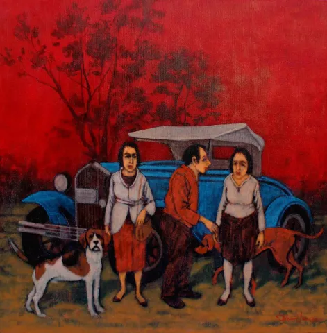 "Açık alan" eseri ORHAN UMUT tarafından 2017 yılında 70x70 cm ölçülerinde Tuvale üzeri akrilik boya boya tekniği ile yapılmıştır.