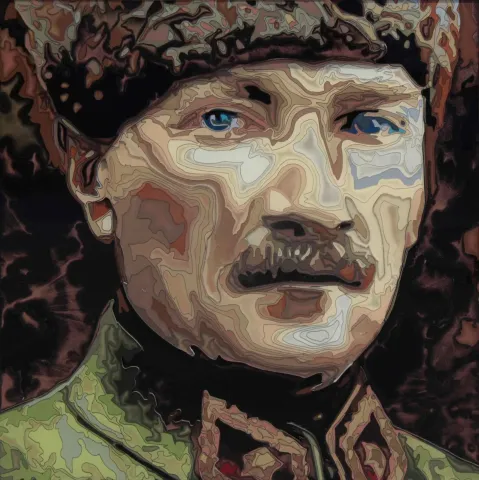 "Gençliğe Hitabe" eseri EMRE LÜLE tarafından 2017 yılında 50x50 cm ölçülerinde Poliplastik tekniği ile yapılmıştır.