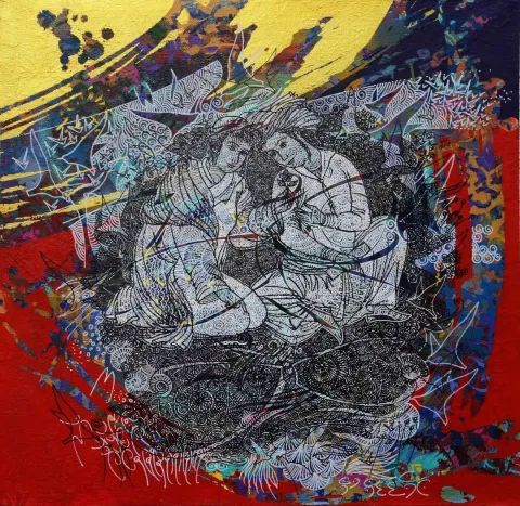 "İsimsiz" eseri ENGİN KORKMAZ tarafından 2017 yılında 40x40 cm ölçülerinde Tuval üzeri akrilik boya tekniği ile yapılmıştır.