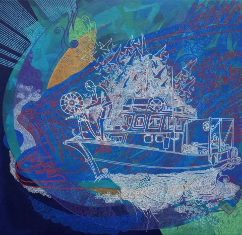 "İsimsiz" eseri ENGİN KORKMAZ tarafından 2017 yılında 40x40 cm ölçülerinde Tuval üzeri akrilik boya tekniği ile yapılmıştır.