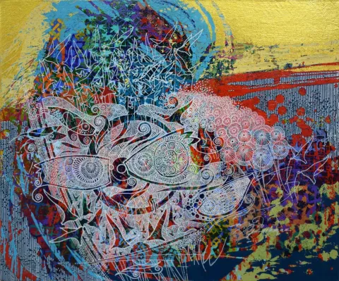"İsimsiz" eseri ENGİN KORKMAZ tarafından 2016 yılında 40x50 cm ölçülerinde Tuval üzeri akrilik boya tekniği ile yapılmıştır.