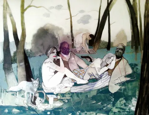 "Manet Buraya Gelecek" eseri ERCAN AYÇİÇEK tarafından 2017 yılında 89x116 cm ölçülerinde Tuvale üzeri akrilik boya tekniği ile yapılmıştır.