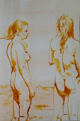 "Kağıt üzerine safran ve bal" eseri ALİ ÖZHAN GÜNEŞ tarafından 2017 yılında 33x22 cm ölçülerinde yapılmıştır.