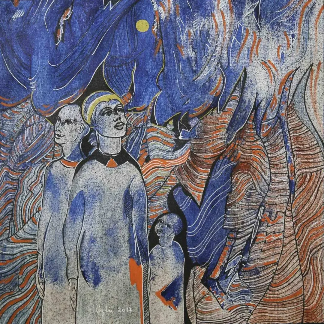 NECMETTİN ÖZLÜ — “Ay Işığında I”, 2017 "Ay Işığında I" eseri NECMETTİN ÖZLÜ tarafından 2017 yılında 25x25 cm ölçülerinde Tuval üzeri akrilik boya tekniği ile yapılmıştır.