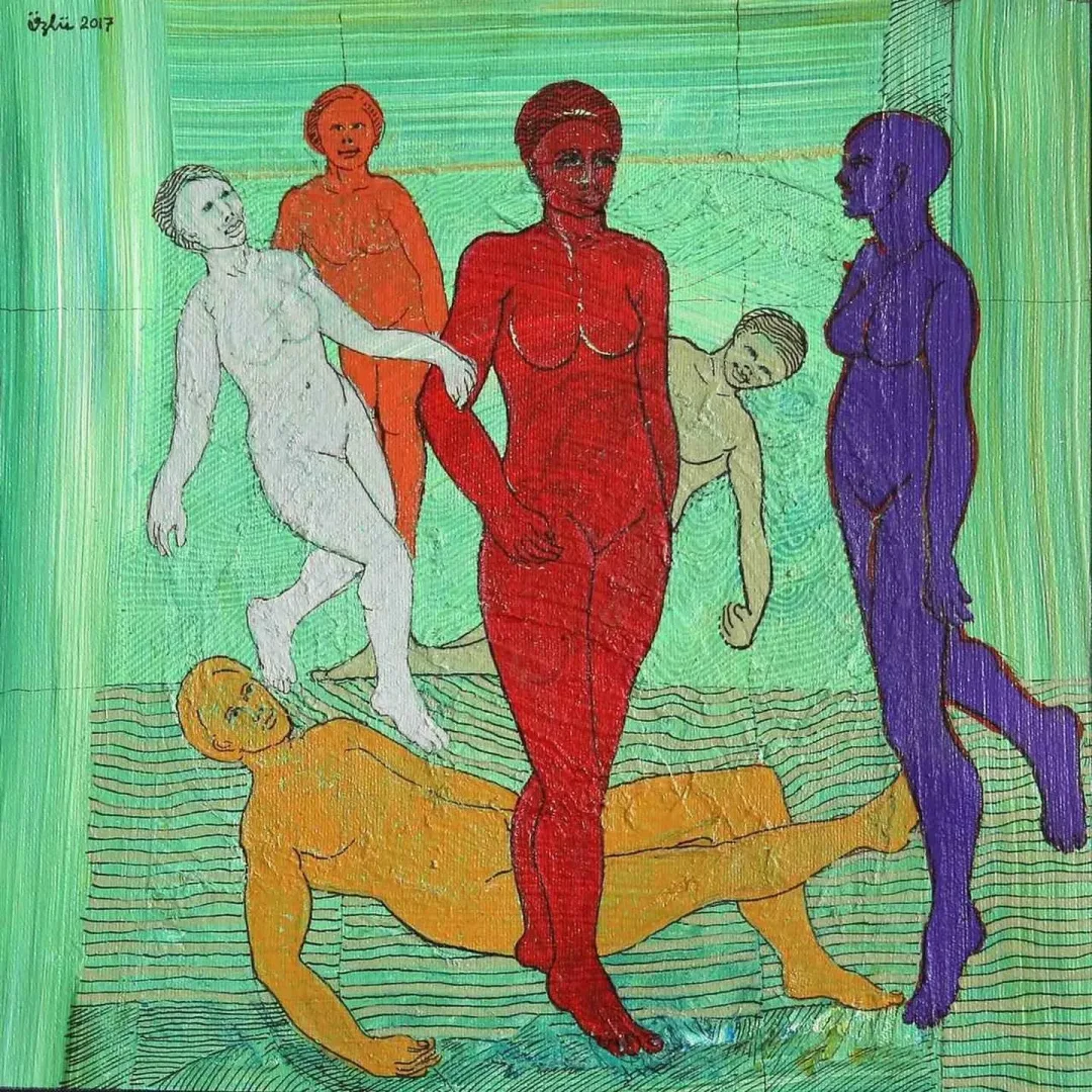 NECMETTİN ÖZLÜ — “Adsız”, 2017 "Adsız" eseri NECMETTİN ÖZLÜ tarafından 2017 yılında 25x25 cm ölçülerinde Tuval üzeri akrilik boya tekniği ile yapılmıştır.