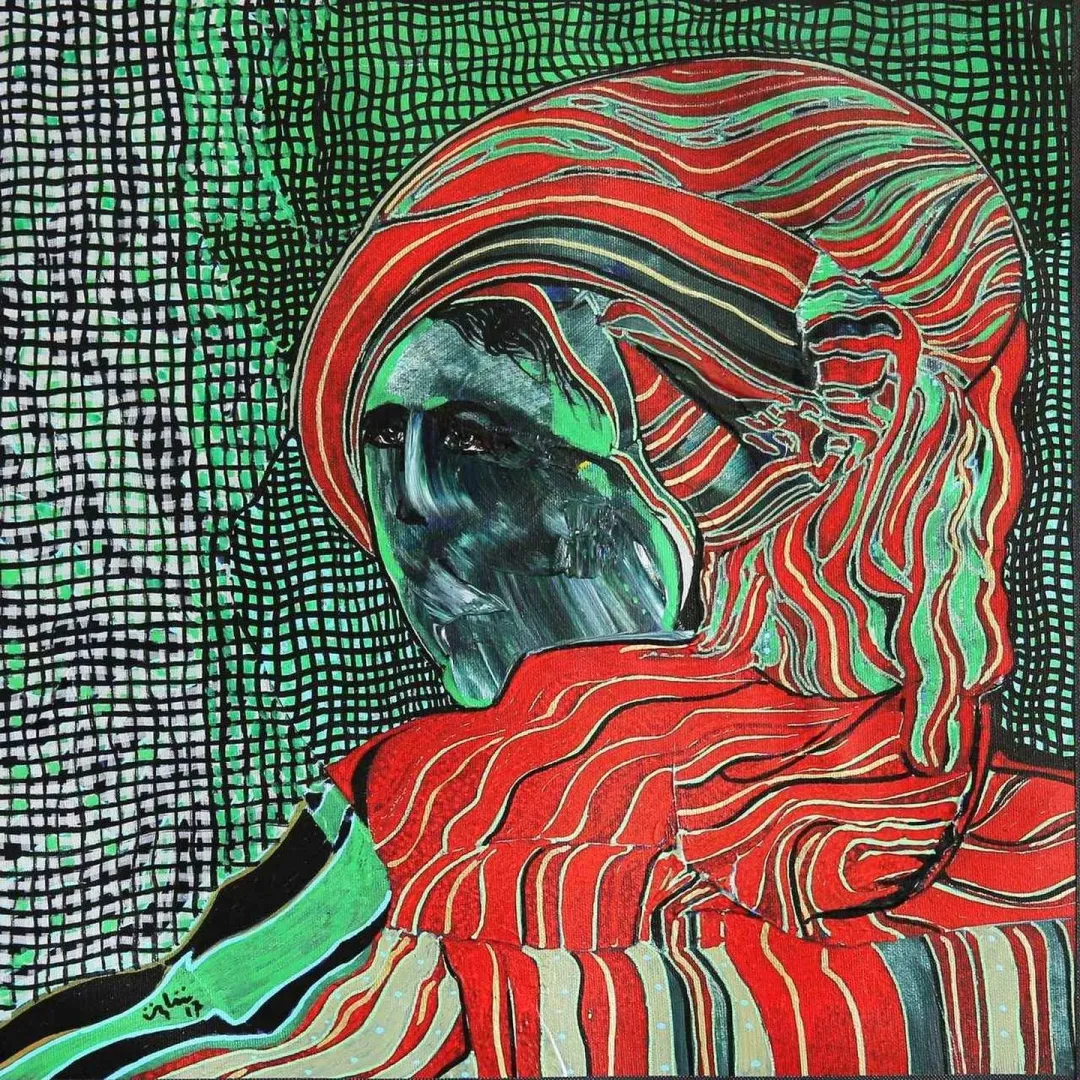 NECMETTİN ÖZLÜ — “Portre”, 2017 "Portre" eseri NECMETTİN ÖZLÜ tarafından 2017 yılında 25x25 cm ölçülerinde Tuval üzeri akrilik boya tekniği ile yapılmıştır.