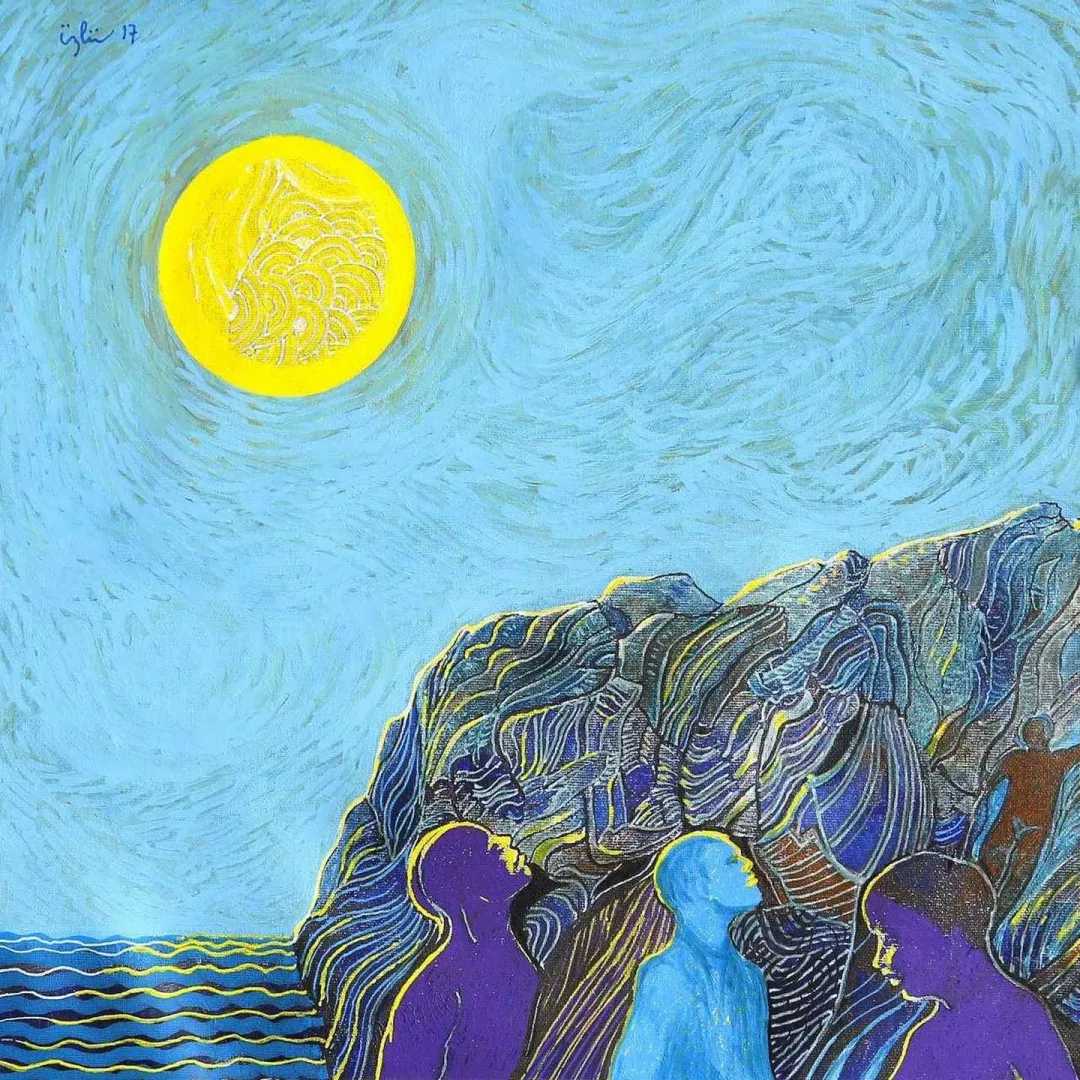 NECMETTİN ÖZLÜ — “Ay Işığında II”, 2017 "Ay Işığında II" eseri NECMETTİN ÖZLÜ tarafından 2017 yılında 25x25 cm ölçülerinde Tuval üzeri akrilik boya tekniği ile yapılmıştır.