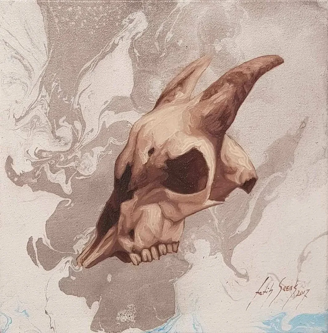FATİH SAZAK — “isimsiz”, 2017 "isimsiz" eseri FATİH SAZAK tarafından 2017 yılında 25x25 cm ölçülerinde Tuval üzeri yağlı boya tekniği ile yapılmıştır.