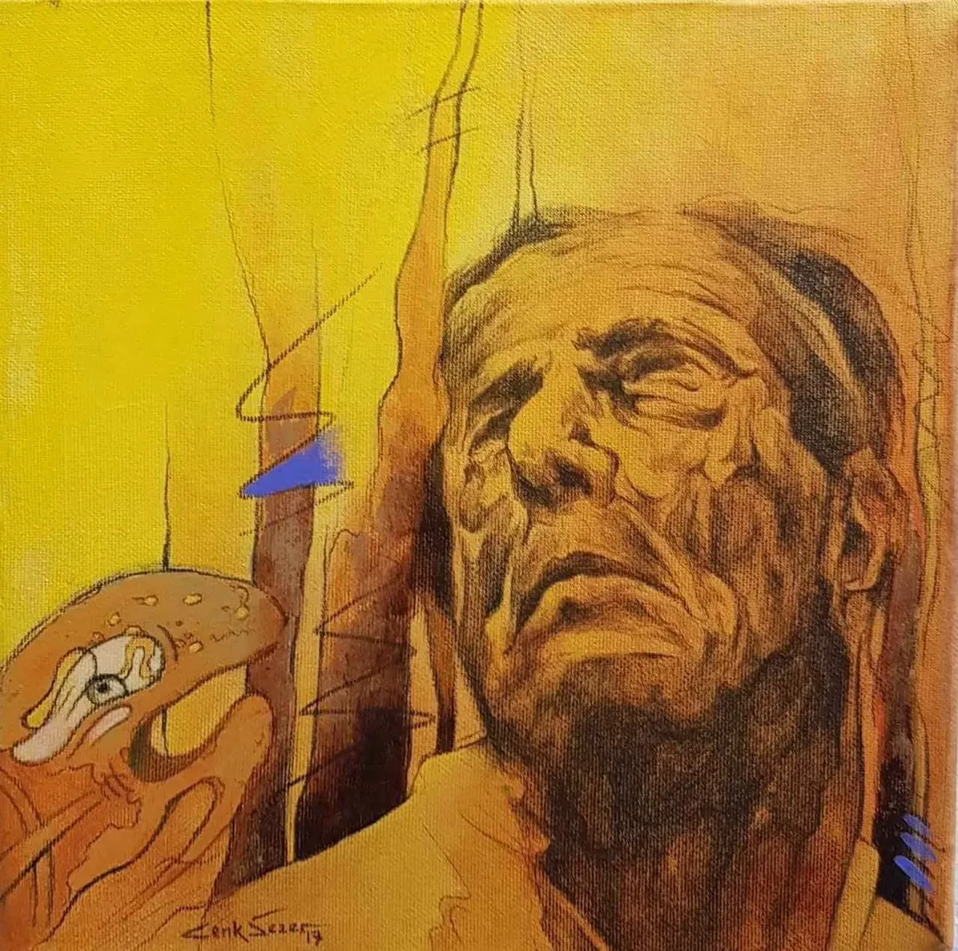 CENK SEZER — “isimsiz”, 2017 "isimsiz" eseri CENK SEZER tarafından 2017 yılında 25x25 cm ölçülerinde Tuval üzeri yağlı boya tekniği ile yapılmıştır.