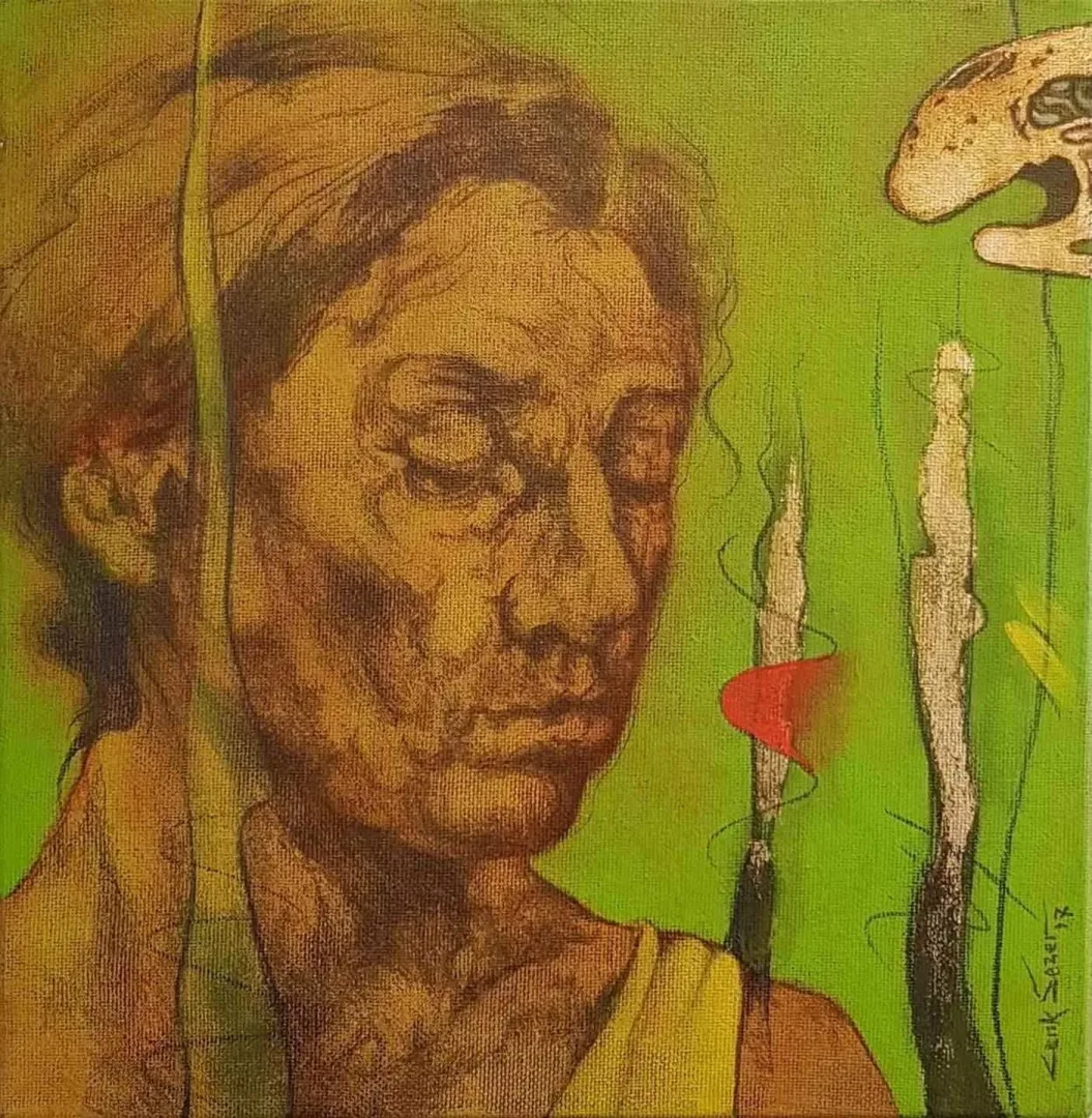 CENK SEZER — “isimsiz”, 2017 "isimsiz" eseri CENK SEZER tarafından 2017 yılında 25x25 cm ölçülerinde Tuval üzeri yağlı boya tekniği ile yapılmıştır.