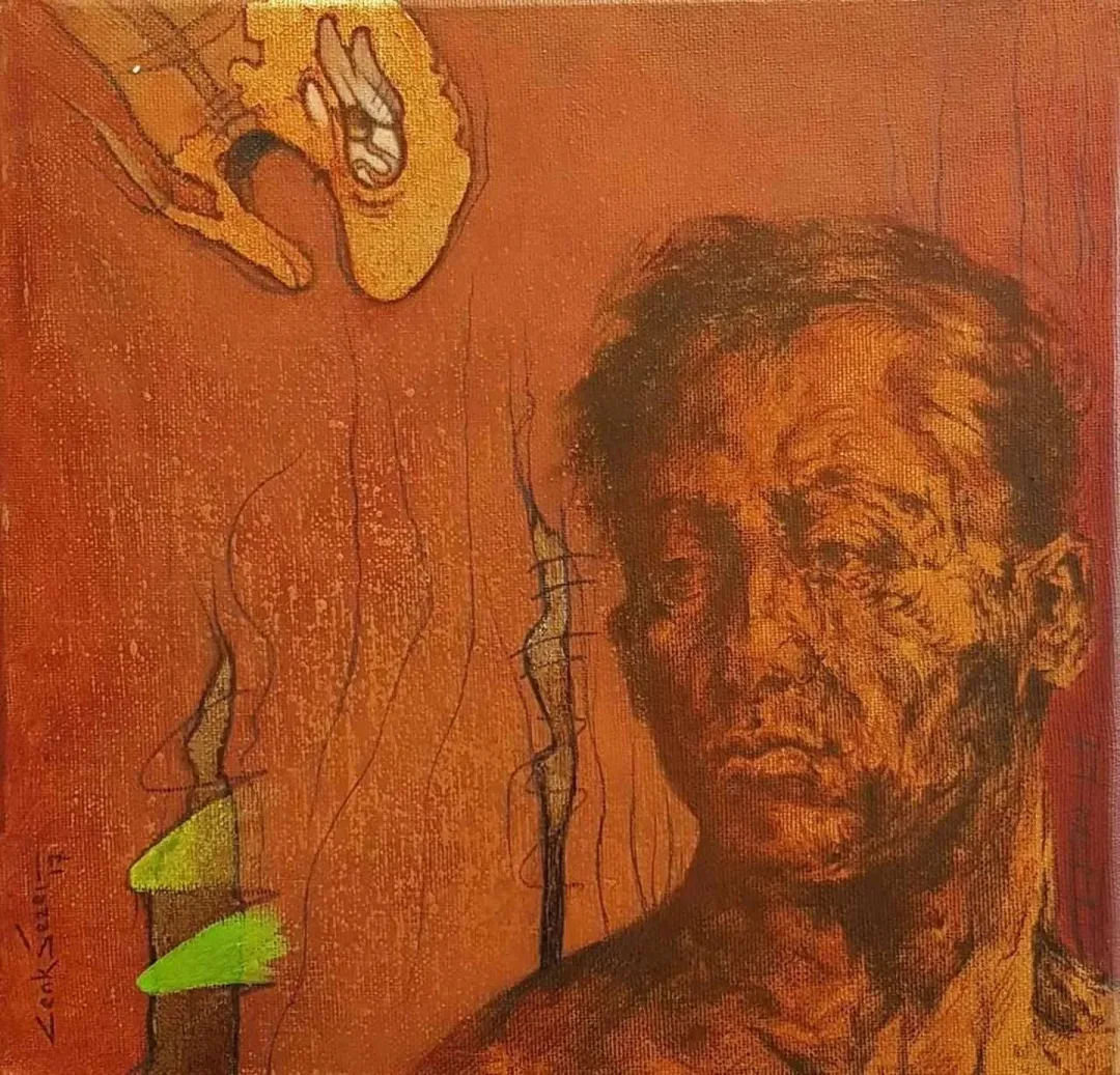 CENK SEZER — “isimsiz”, 2017 "isimsiz" eseri CENK SEZER tarafından 2017 yılında 25x25 cm ölçülerinde Tuval üzeri yağlı boya tekniği ile yapılmıştır.