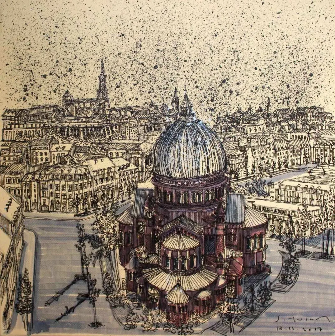 SÜMEYYE YUŞAN — “St. Pierre Le Jeune”, 2017 "St. Pierre Le Jeune" eseri SÜMEYYE YUŞAN tarafından 2017 yılında 25x25 cm ölçülerinde Tuval üzeri karışık teknik tekniği ile yapılmıştır.