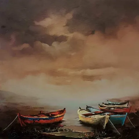 "isimsiz" eseri MEHMET EMİN ÖZER tarafından 2017 yılında 25x25 cm ölçülerinde Tuval üzeri yağlı boya tekniği ile yapılmıştır.