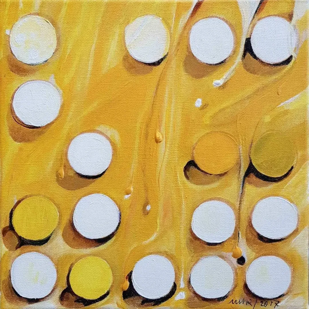 NUR GÖKBULUT — “isimsiz”, 2017 "isimsiz" eseri NUR GÖKBULUT tarafından 2017 yılında 25x25 cm ölçülerinde Tuval üzeri akrilik boya tekniği ile yapılmıştır.