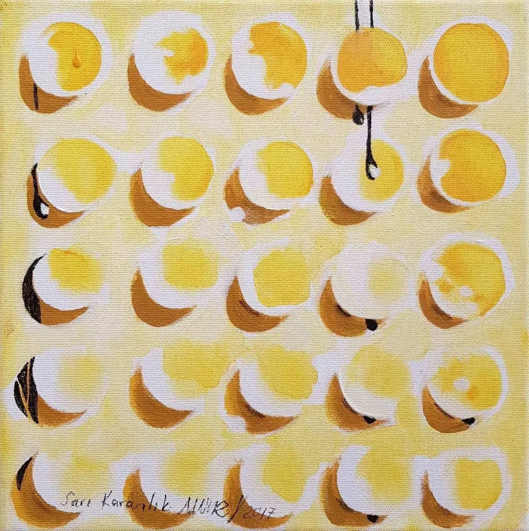 NUR GÖKBULUT — “isimsiz”, 2017 "isimsiz" eseri NUR GÖKBULUT tarafından 2017 yılında 25x25 cm ölçülerinde Tuval üzeri akrilik boya tekniği ile yapılmıştır.