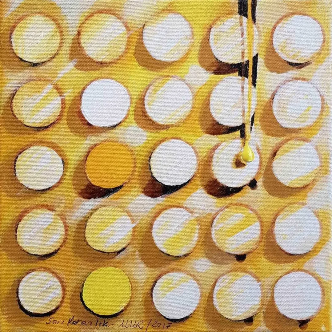NUR GÖKBULUT — “isimsiz”, 2017 "isimsiz" eseri NUR GÖKBULUT tarafından 2017 yılında 25x25 cm ölçülerinde Tuval üzeri akrilik boya tekniği ile yapılmıştır.