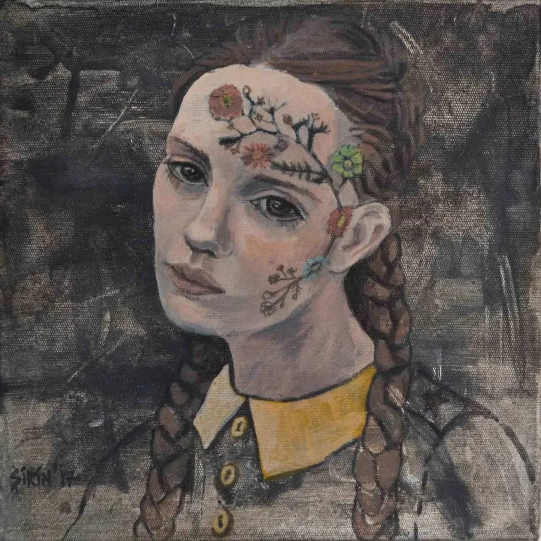 ŞİRİN YILMAZ — “tehdit”, 2017 "tehdit" eseri ŞİRİN YILMAZ tarafından 2017 yılında 25x25 cm ölçülerinde Tuval üzeri akrilik boya tekniği ile yapılmıştır.