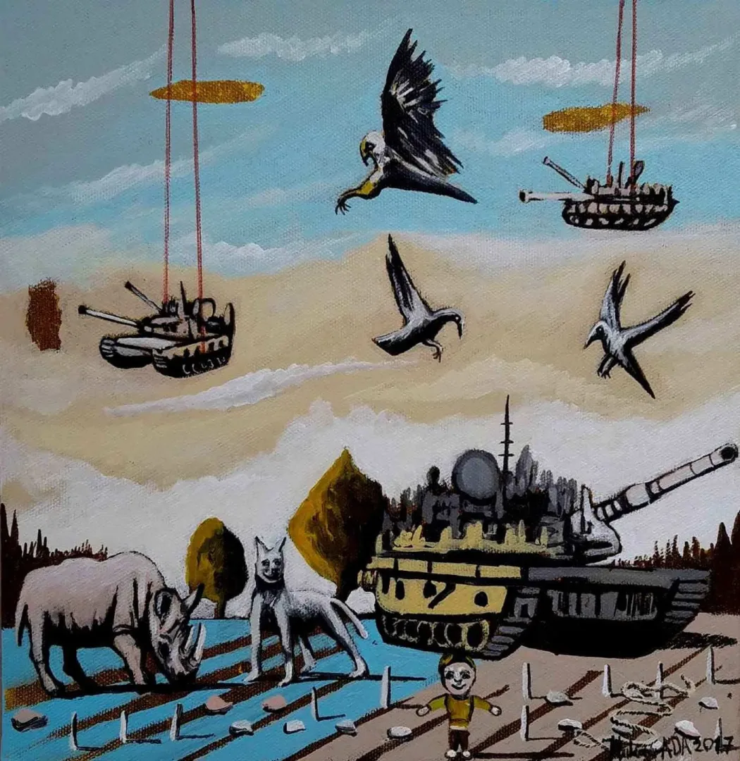 HAKAN ADA — “Düş”, 2017 "Düş" eseri HAKAN ADA tarafından 2017 yılında 25x25 cm ölçülerinde Tuval üzeri akrilik boya tekniği ile yapılmıştır.