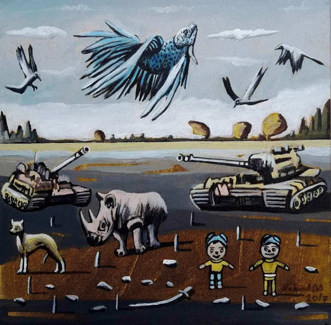 HAKAN ADA — “Düş”, 2017 "Düş" eseri HAKAN ADA tarafından 2017 yılında 25x25 cm ölçülerinde Tuval üzeri akrilik boya tekniği ile yapılmıştır.