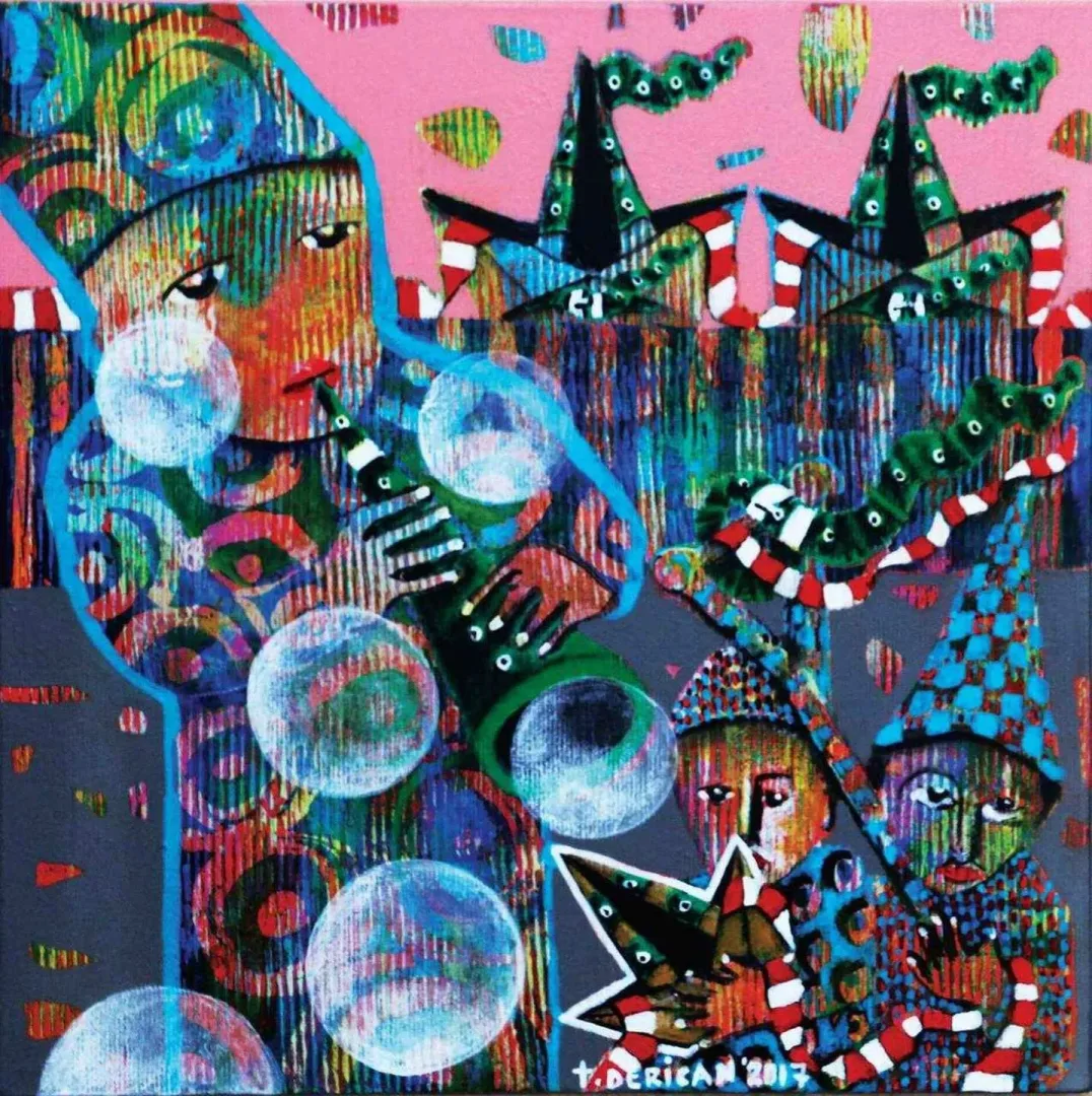 TAMER DERİCAN — “Ben Sen O”, 2017 "Ben Sen O" eseri TAMER DERİCAN tarafından 2017 yılında 25x25 cm ölçülerinde Tuval üzeri yağlı boya tekniği ile yapılmıştır.