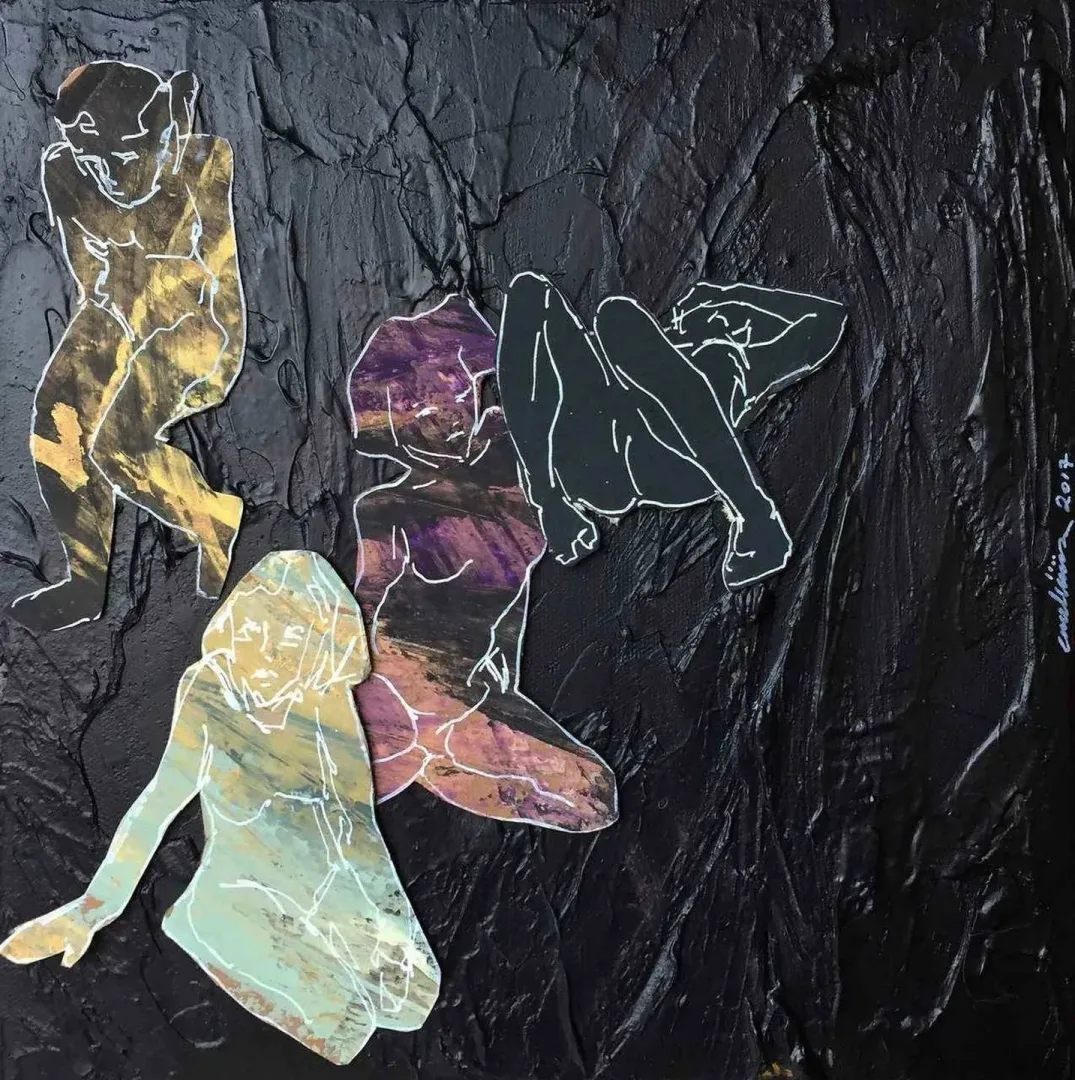 EMEL ÜLÜŞ — “Relations”, 2017 "Relations" eseri EMEL ÜLÜŞ tarafından 2017 yılında 25x25 cm ölçülerinde Tuval üzeri karışık teknik tekniği ile yapılmıştır.