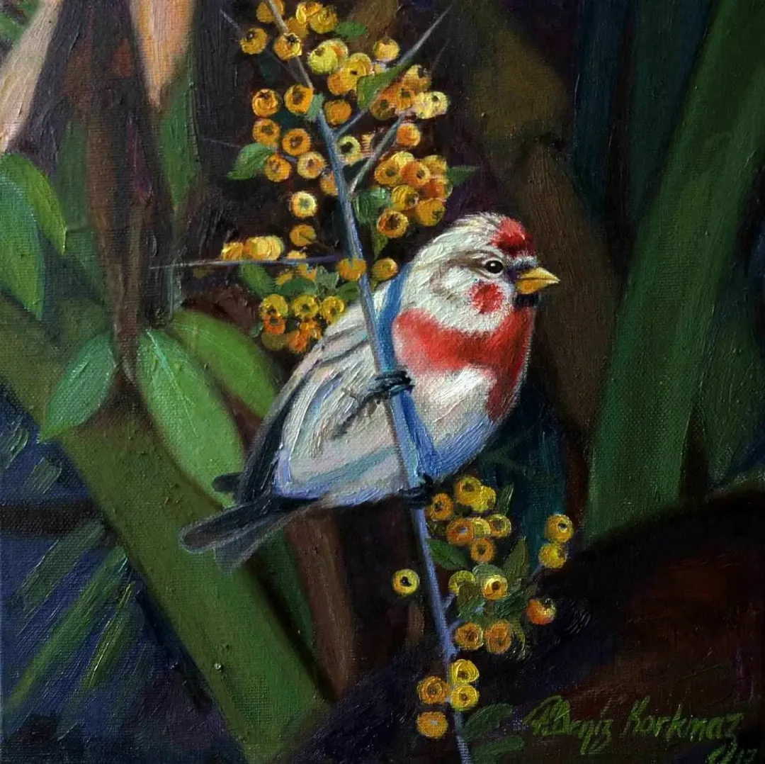 F. DENİZ KORKMAZ — “Keten Kuşu”, 2017 "Keten Kuşu" eseri F. DENİZ KORKMAZ tarafından 2017 yılında 25x25 cm ölçülerinde Tuval üzeri yağlı boya tekniği ile yapılmıştır.