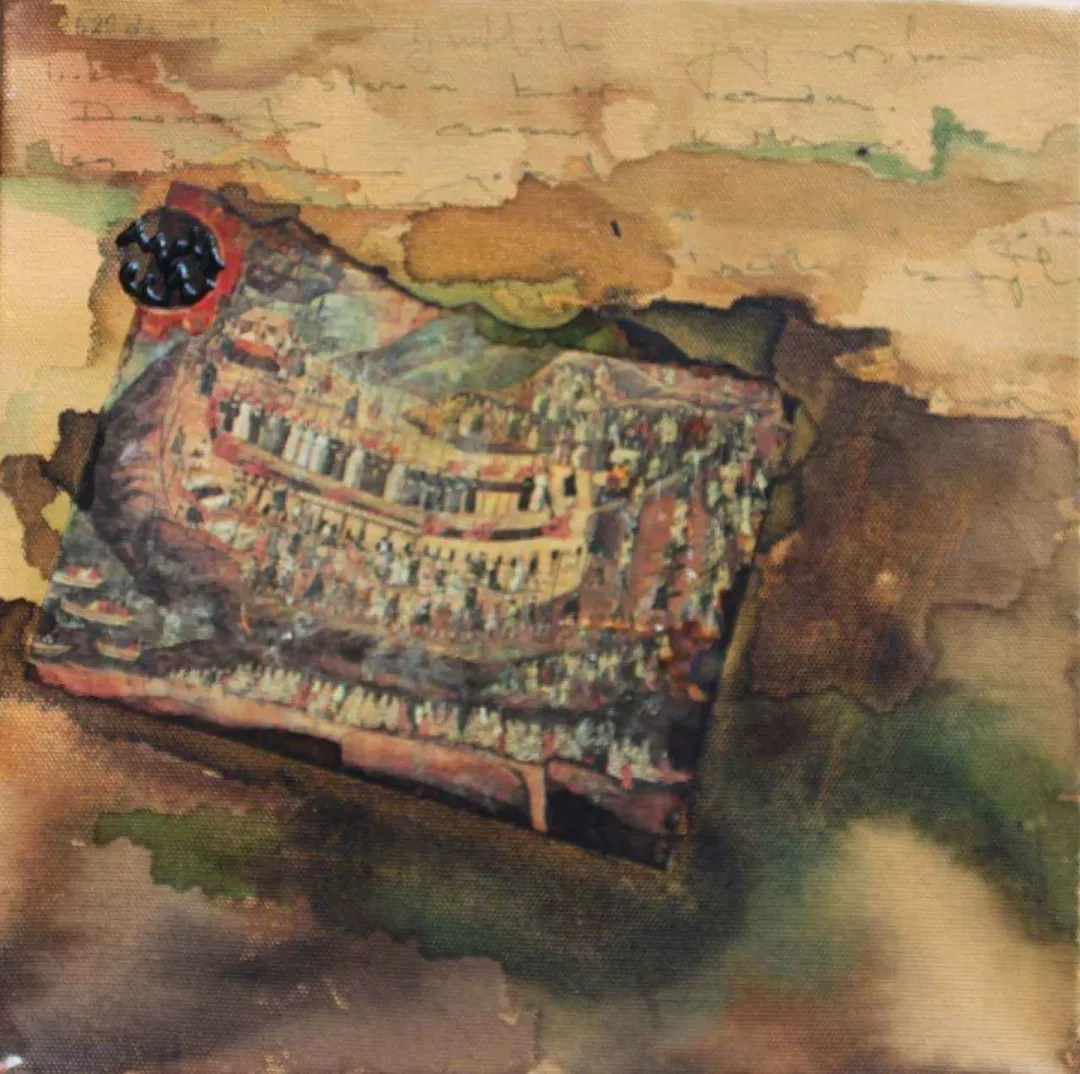 AKİFE DEKELİ — “Cizvitlilerin katli” "Cizvitlilerin katli" eseri AKİFE DEKELİ tarafından 25x25 cm ölçülerinde Tuval üzeri karışık teknik tekniği ile yapılmıştır.