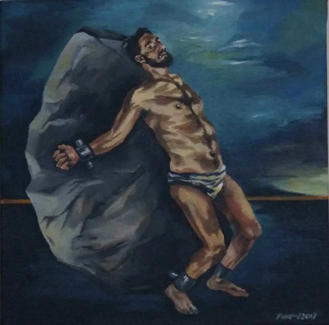 PINAR BÜYÜK — “prometheus”, 2017 "prometheus" eseri PINAR BÜYÜK tarafından 2017 yılında 25x25 cm ölçülerinde Tuval üzeri yağlı boya tekniği ile yapılmıştır.