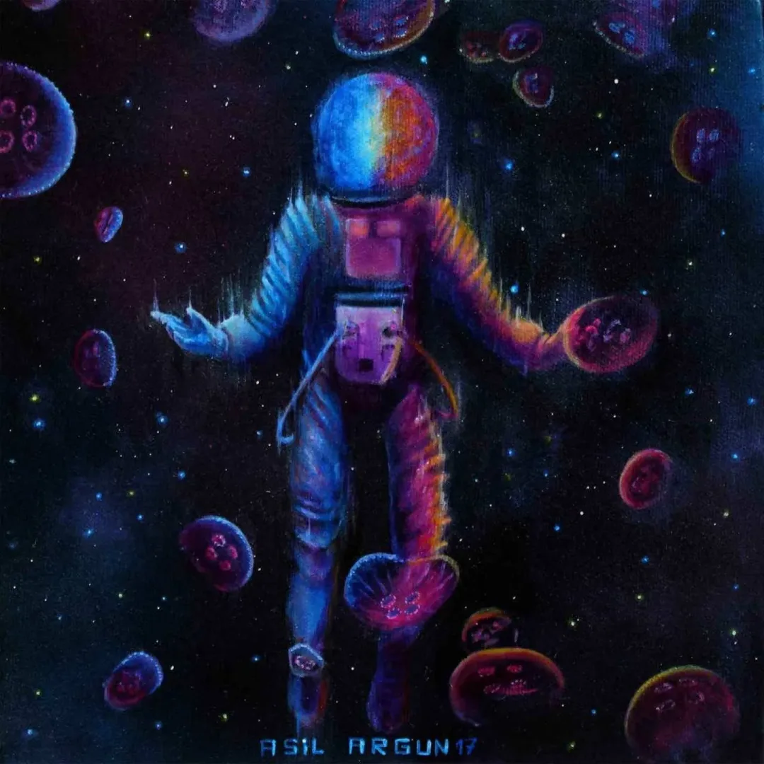 ASİL ARGUN — “hologram”, 2017 "hologram" eseri ASİL ARGUN tarafından 2017 yılında 25x25 cm ölçülerinde Tuval üzeri yağlı boya tekniği ile yapılmıştır.