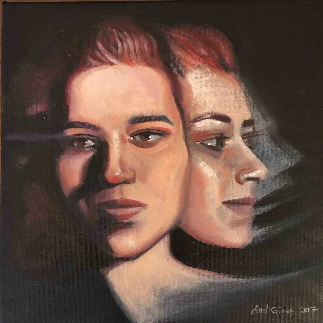 EMEL GÜVEN — “başkalaşım”, 2017 "başkalaşım" eseri EMEL GÜVEN tarafından 2017 yılında 25x25 cm ölçülerinde Tuval üzeri yağlı boya tekniği ile yapılmıştır.