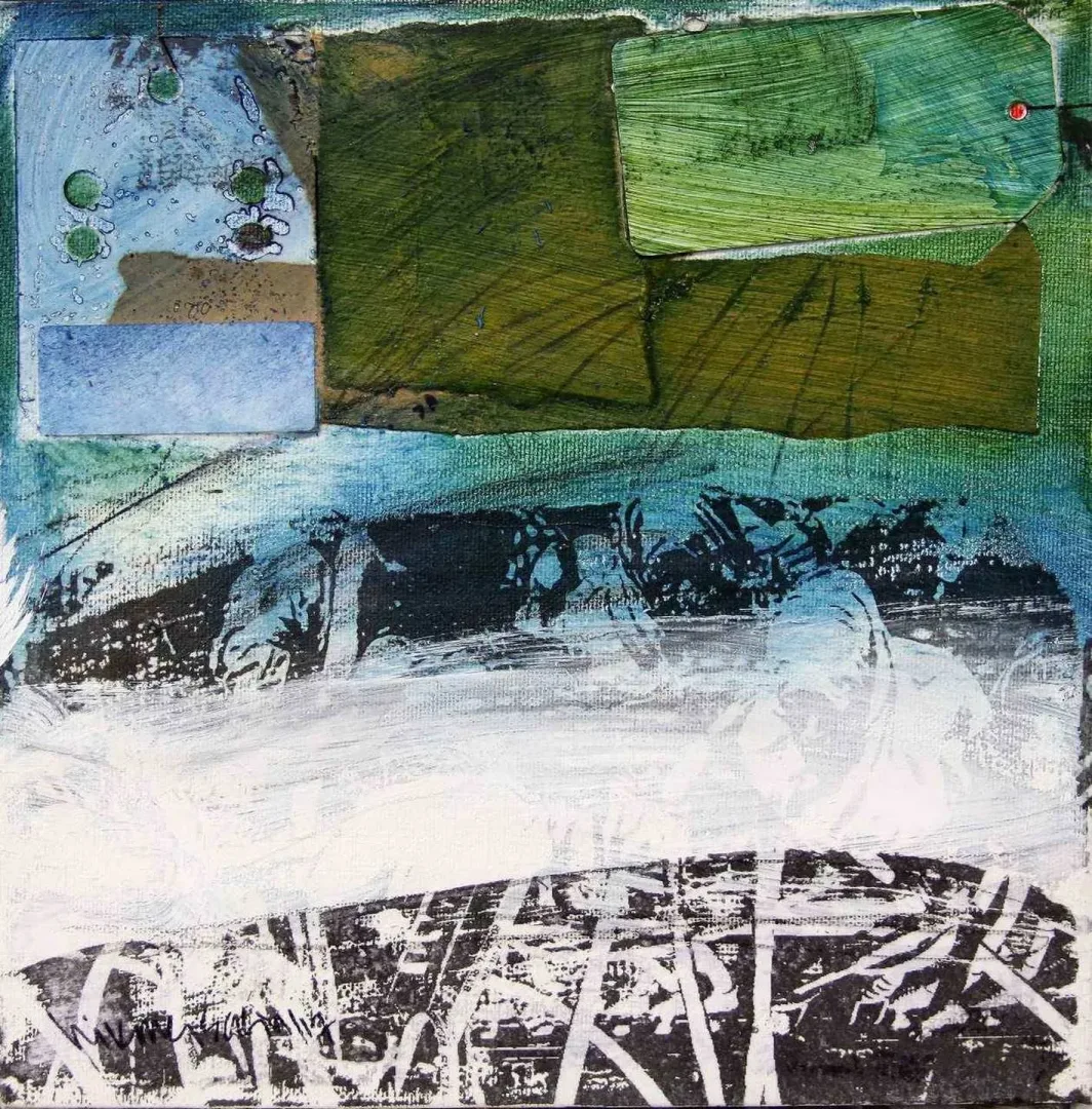 HİKMET ŞAHİN — “Göç”, 2017 "Göç" eseri HİKMET ŞAHİN tarafından 2017 yılında 25x25 cm ölçülerinde Tuval üzeri karışık teknik tekniği ile yapılmıştır.