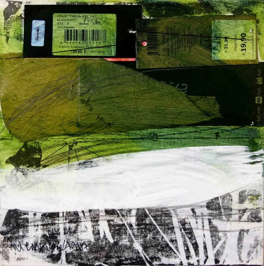 HİKMET ŞAHİN — “Herşey Satılık”, 2017 "Herşey Satılık" eseri HİKMET ŞAHİN tarafından 2017 yılında 25x25 cm ölçülerinde Tuval üzeri karışık teknik tekniği ile yapılmıştır.