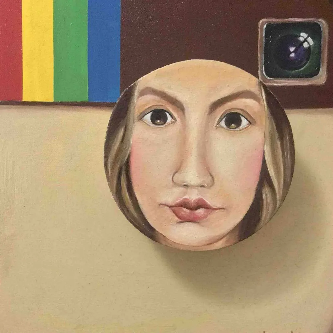 GİZEM FATMA ÇETİN — “Selfie”, 2017 "Selfie" eseri GİZEM FATMA ÇETİN tarafından 2017 yılında 25x25 cm ölçülerinde Tuval üzeri karışık teknik tekniği ile yapılmıştır.