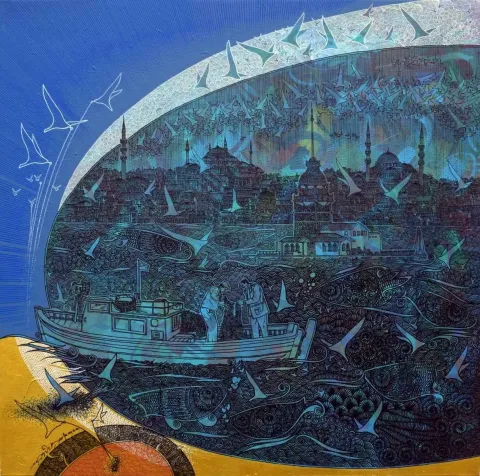 Bu eser ENGİN KORKMAZ tarafından 2018 yılında 60x60 cm ölçülerinde Tuval üzeri akrilik boya tekniği ile yapılmıştır.