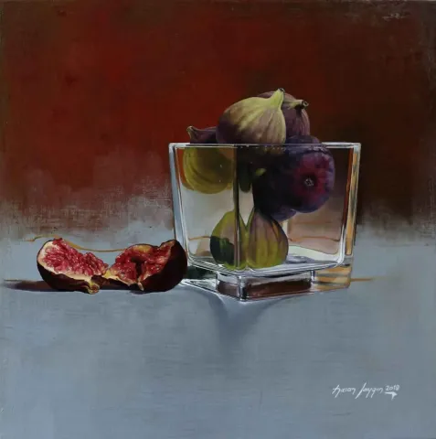 "Transparan" eseri HASAN SAYGIN tarafından 2018 yılında 40x40 cm ölçülerinde Tuval üzeri yağlı boya tekniği ile yapılmıştır.