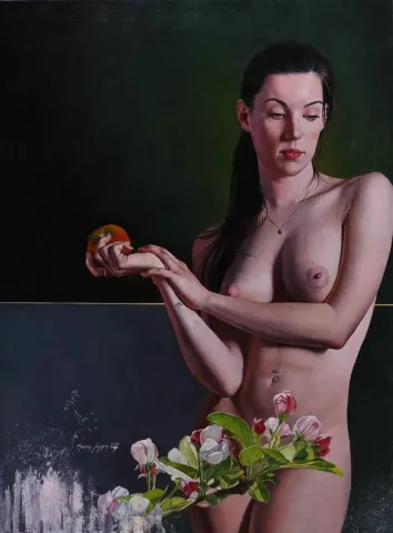"Alize à la pomme" eseri HASAN SAYGIN tarafından 2017 yılında 81x60 cm ölçülerinde Tuval üzeri yağlı boya tekniği ile yapılmıştır.